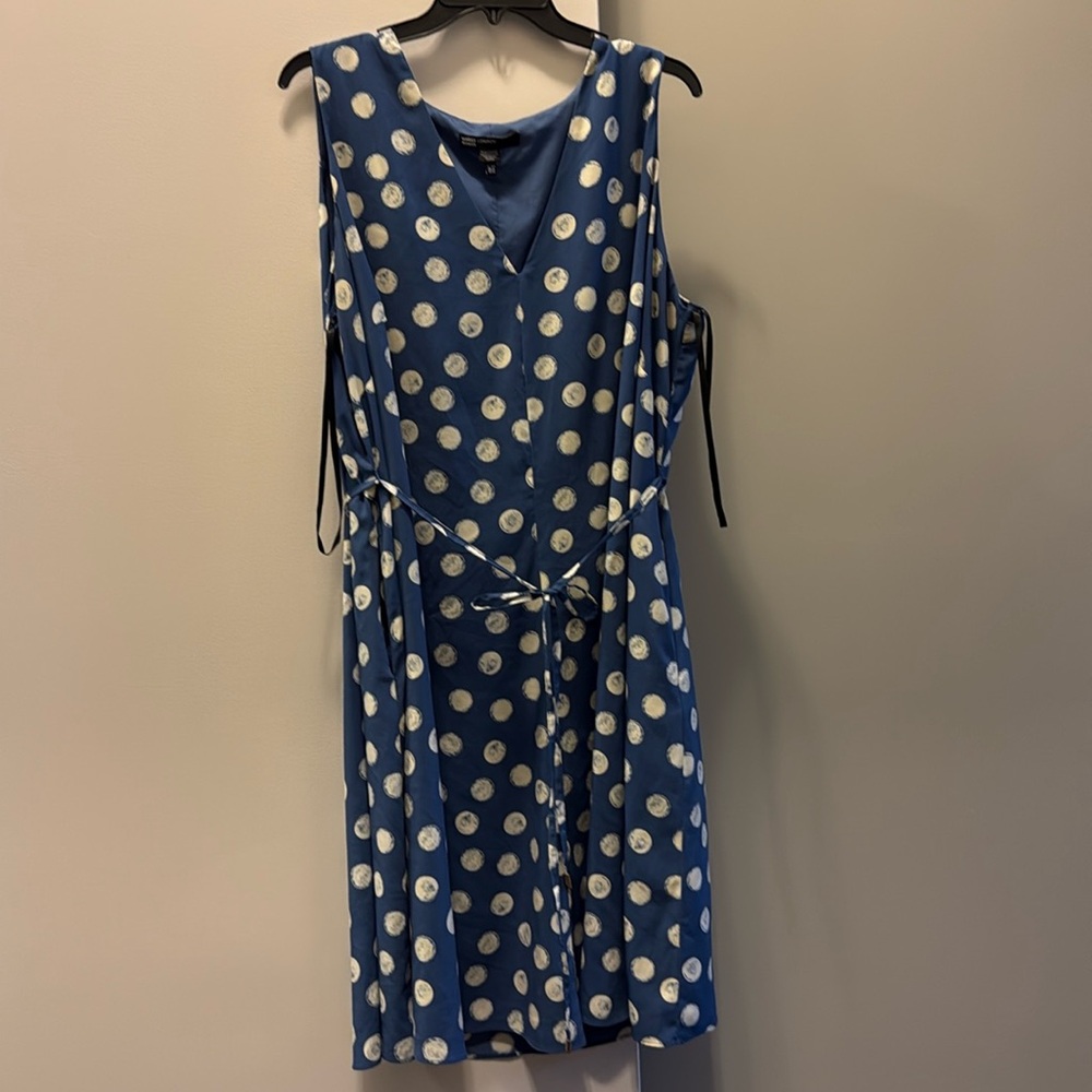 Maggy London Dot Print V-Neck Sleeveless Dress With Pockets Size 20 Used